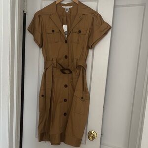 Diane Von Furstenberg Tan Belted Dress